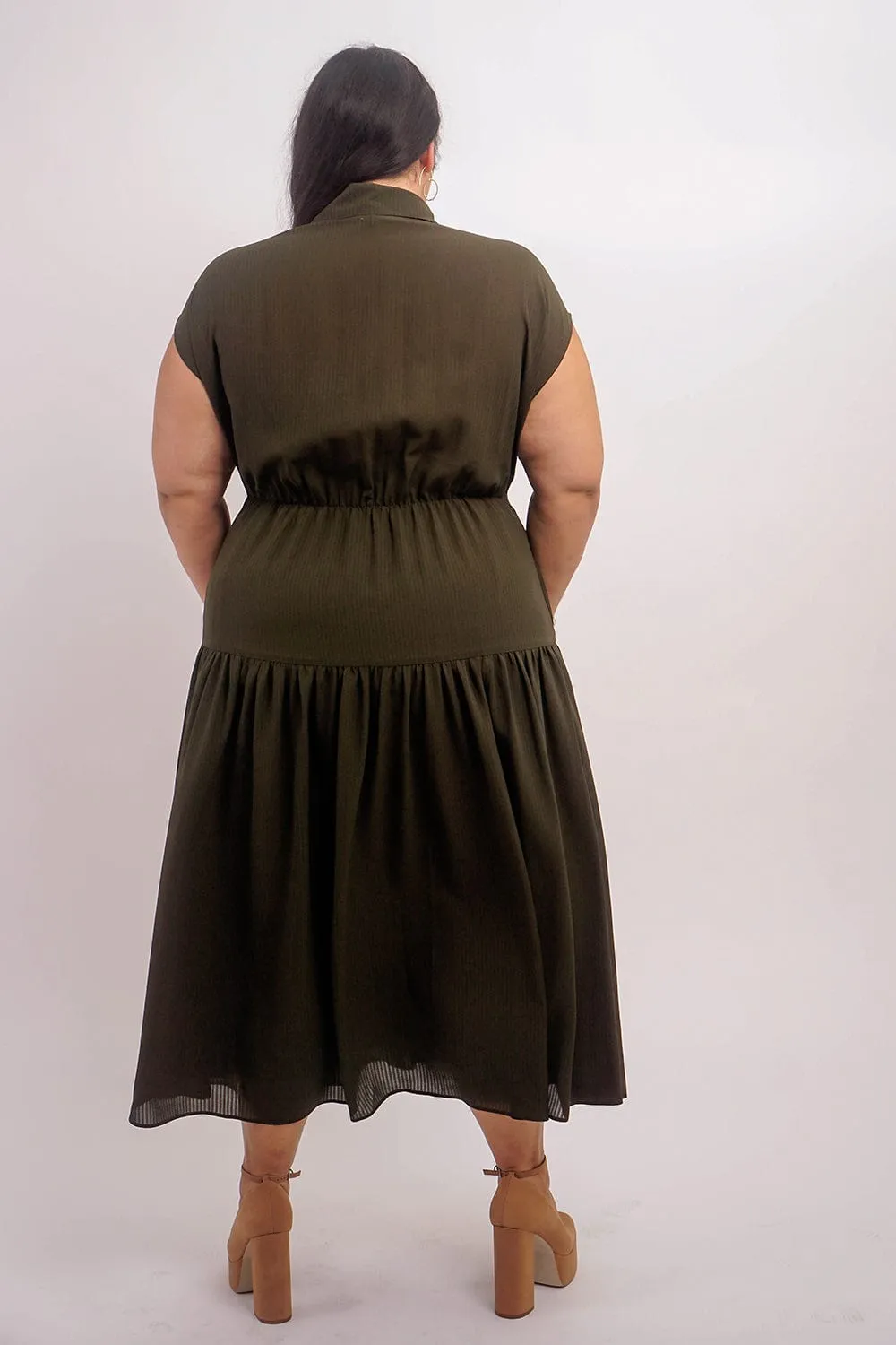 Olive Stripe Forever Alita Shirt Dress