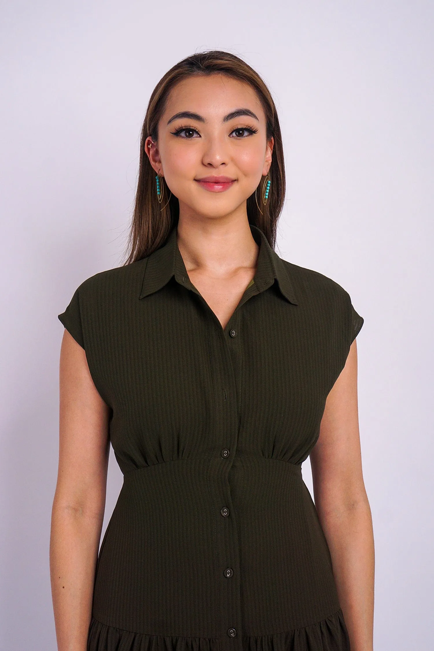 Olive Stripe Forever Alita Shirt Dress