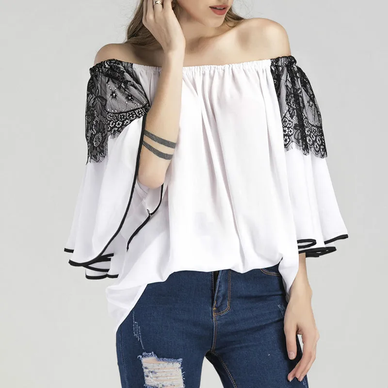 One-shoulder Strapless Sexy Chiffon Shirt