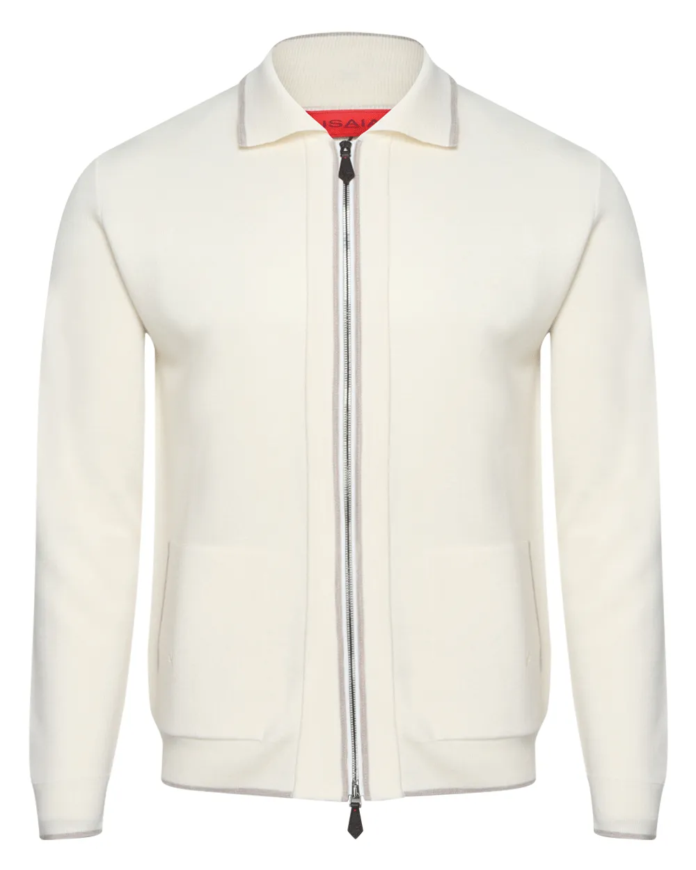 Open White Full Zip Sweater