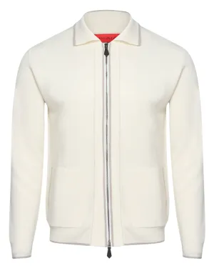 Open White Full Zip Sweater