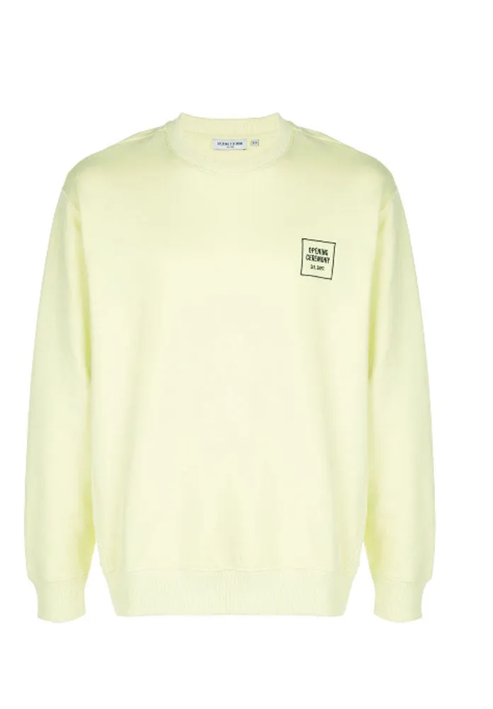 OPENING CEREMONY Men's Acid Yellow Mini Box Logo Sweatshirt Small $150 NWT