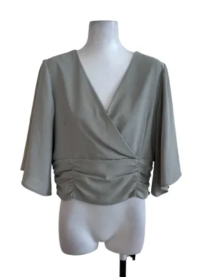 Pastel Green V Neck Plain Top