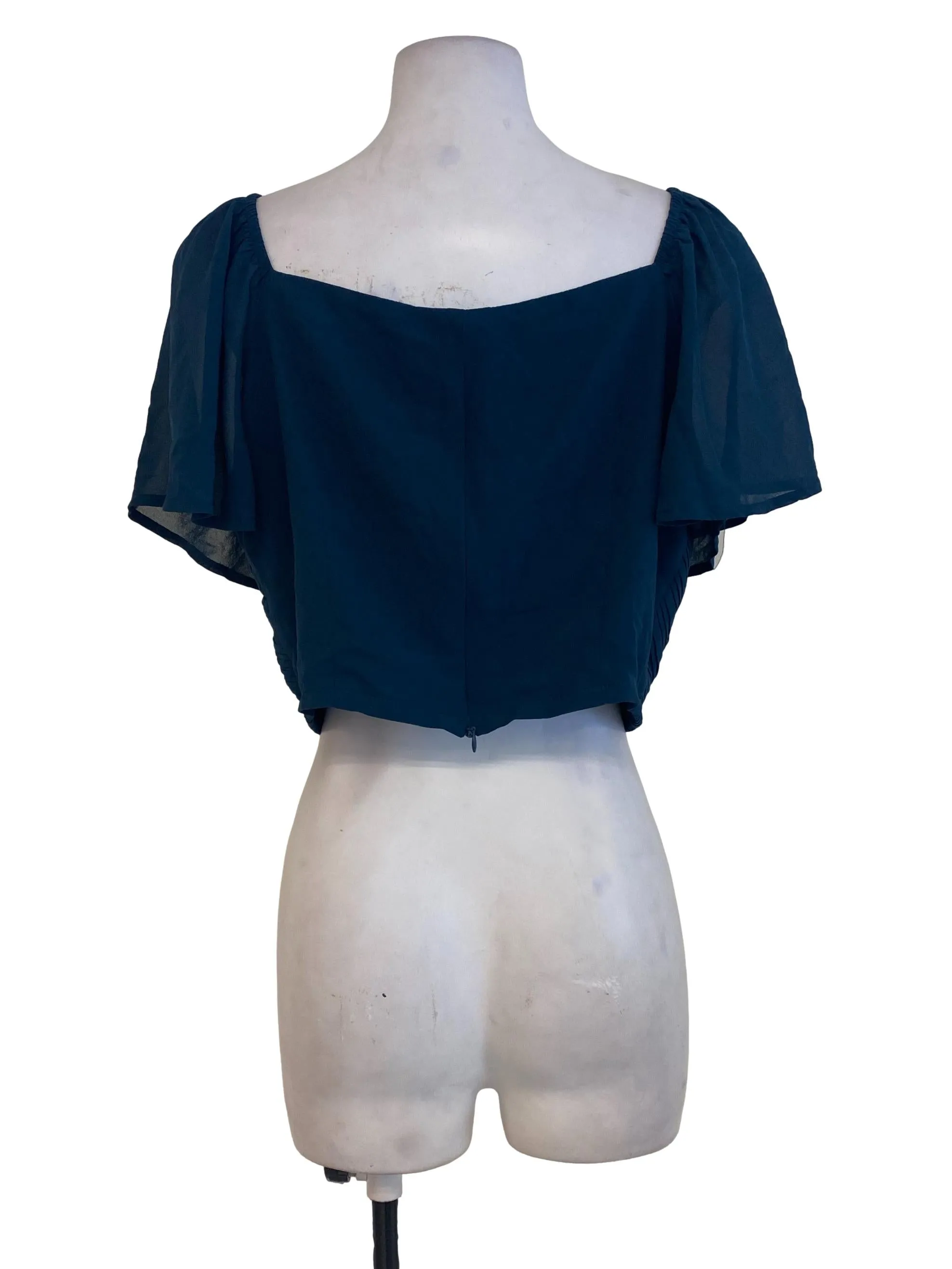 Peacock Pleated V Neck Top