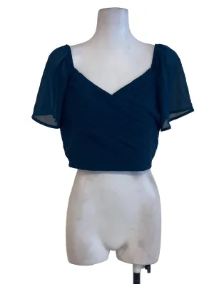 Peacock Pleated V Neck Top