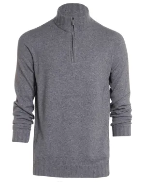 Pearl Grey Cashmere Quarter Zip Sweater