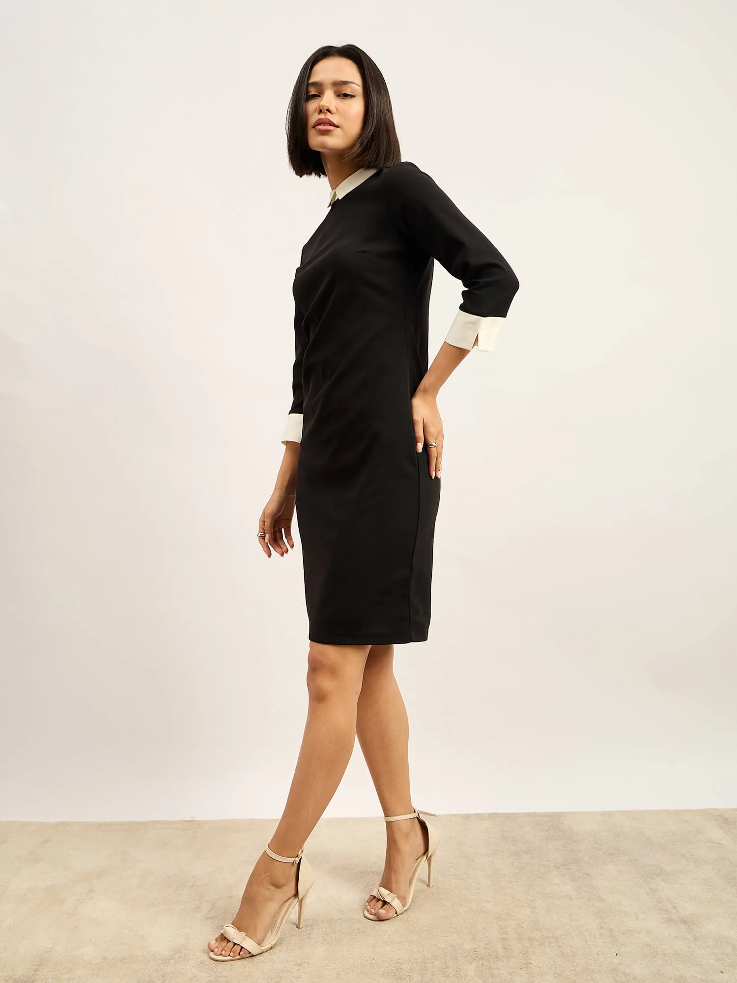 Peppery Shirt style Dress - Black