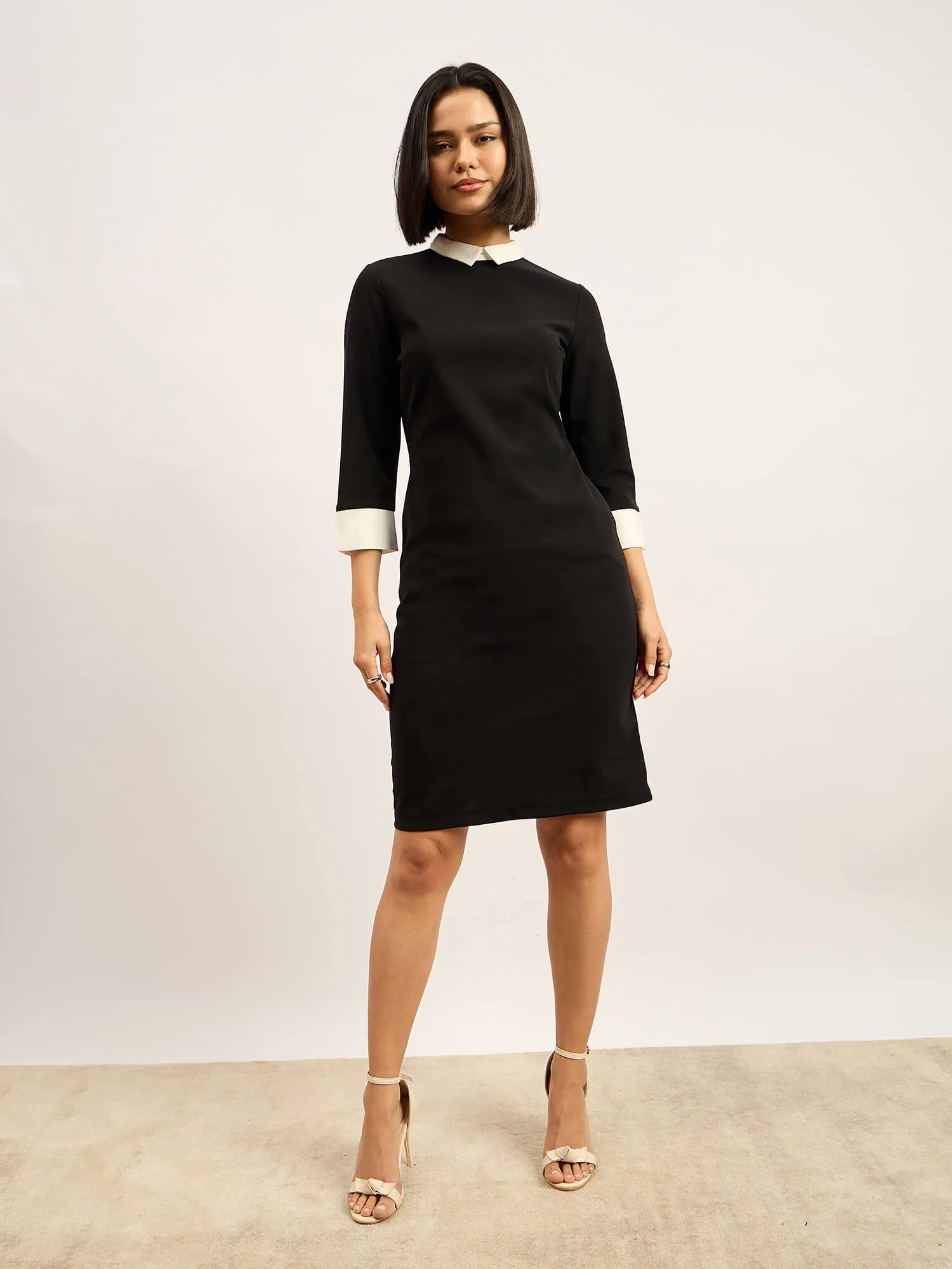 Peppery Shirt style Dress - Black