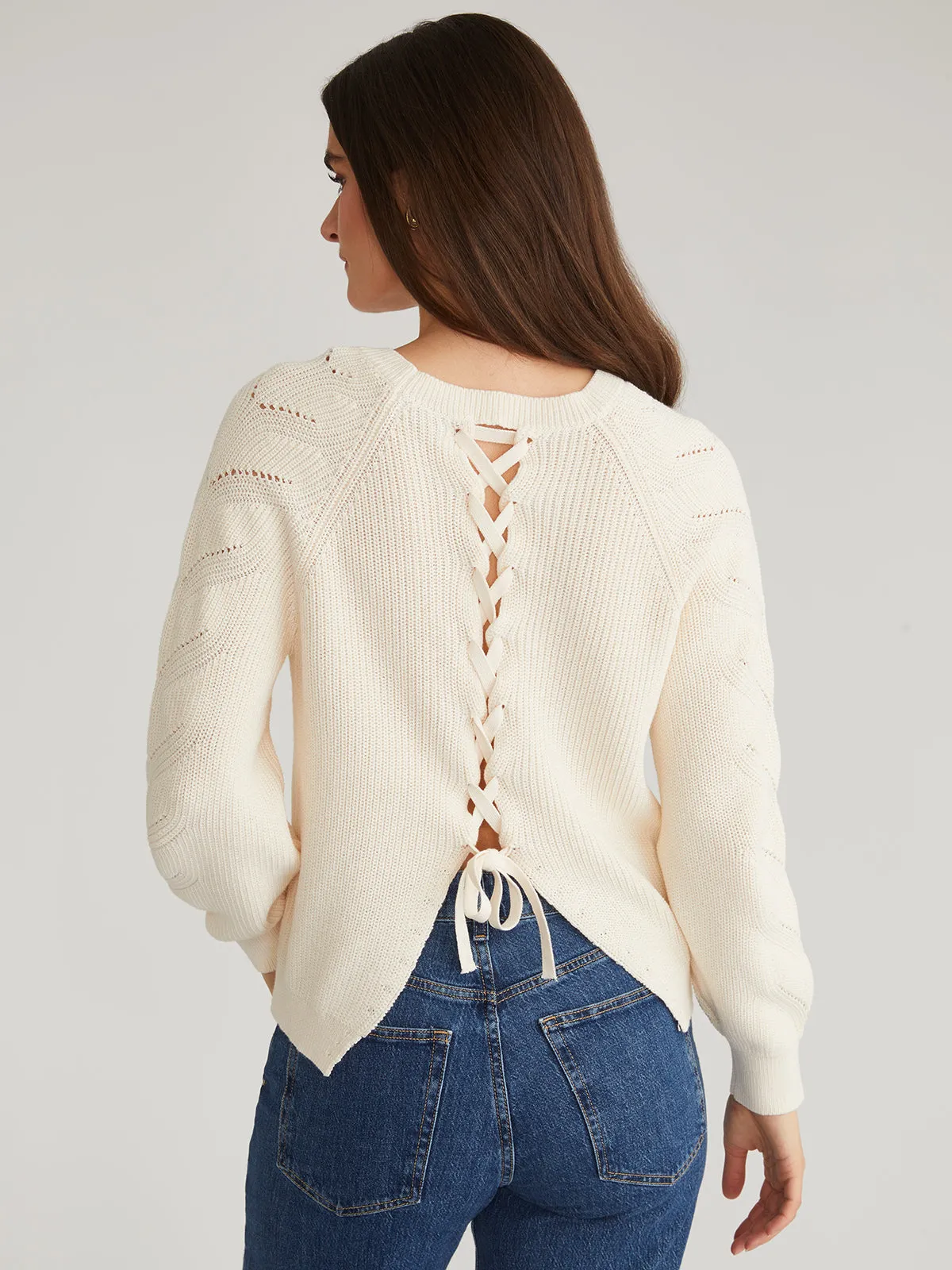 Phoebe: Lace Back Raglan Pullover