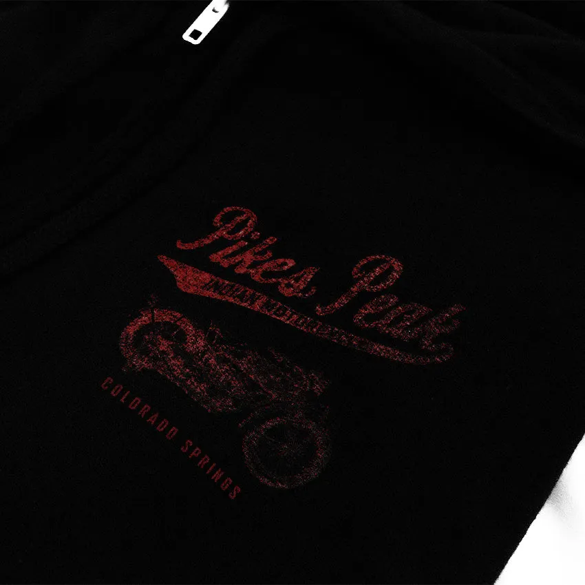Pikes Peak Indian Engine and Mountains Zip Up Hoodie - Black