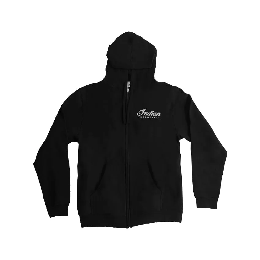 Pikes Peak Indian in White Zip Up Hoodie - Black