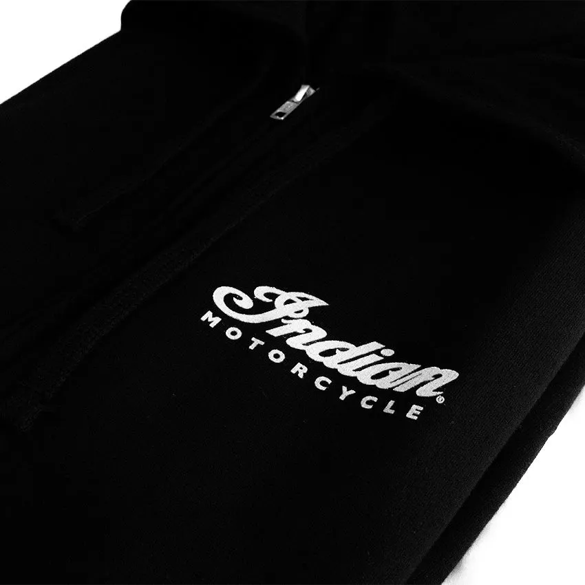 Pikes Peak Indian in White Zip Up Hoodie - Black