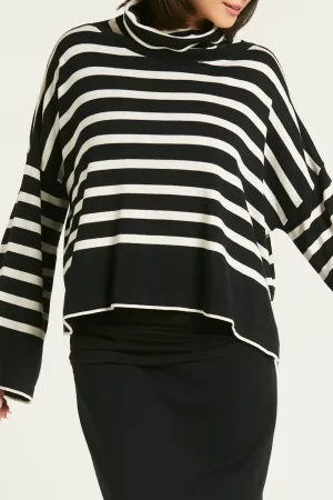 Pima Cotton Mod Stripe Cowl Sweater