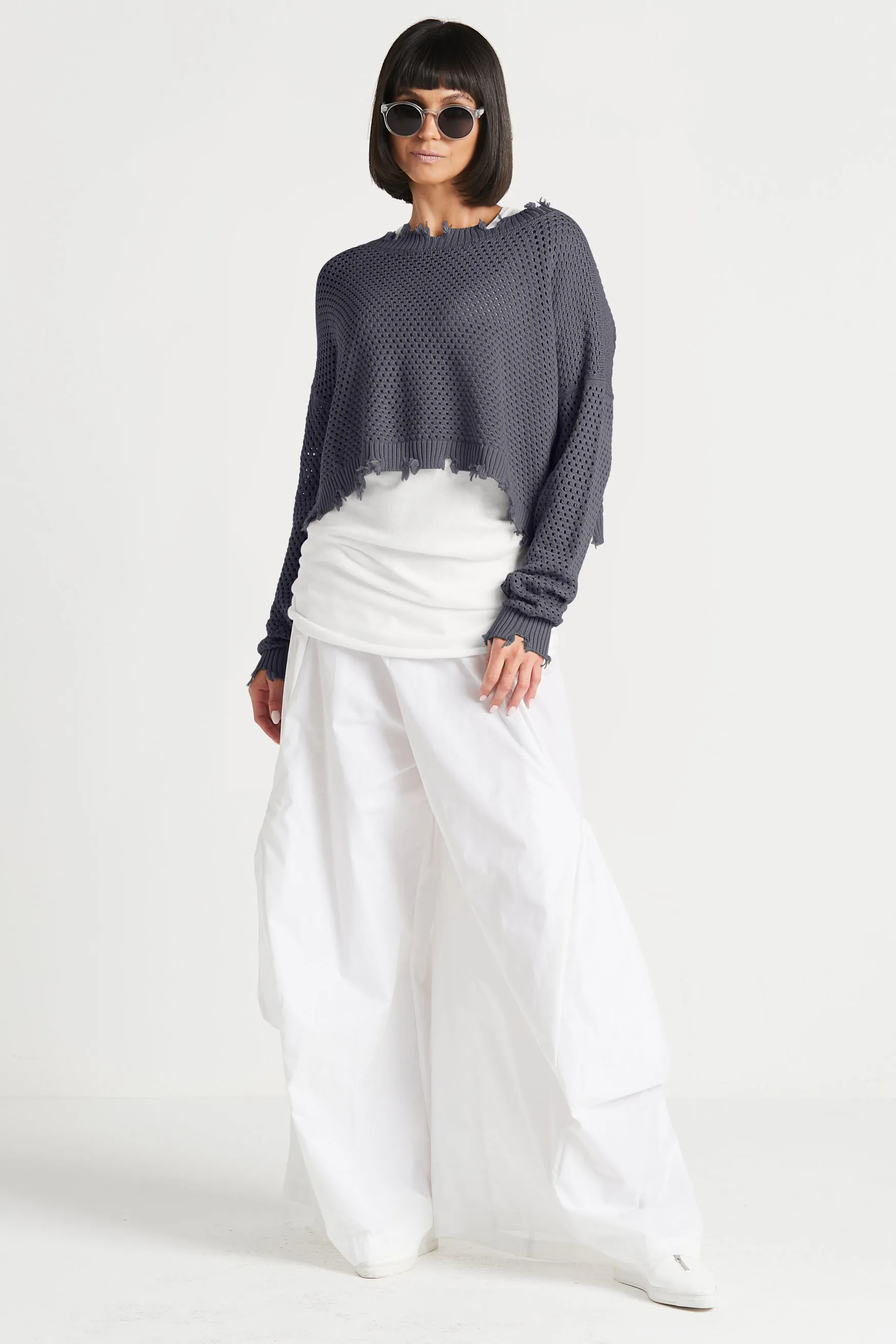 Pima Cotton Pin Dot Boatneck Sweater