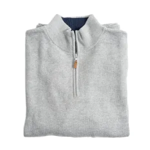 Pima Cotton Quarter Zip Sweaters - Grey