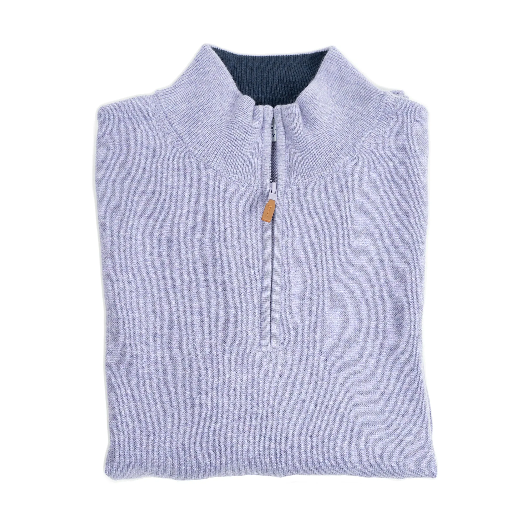 Pima Cotton Quarter Zip Sweaters - Lavender