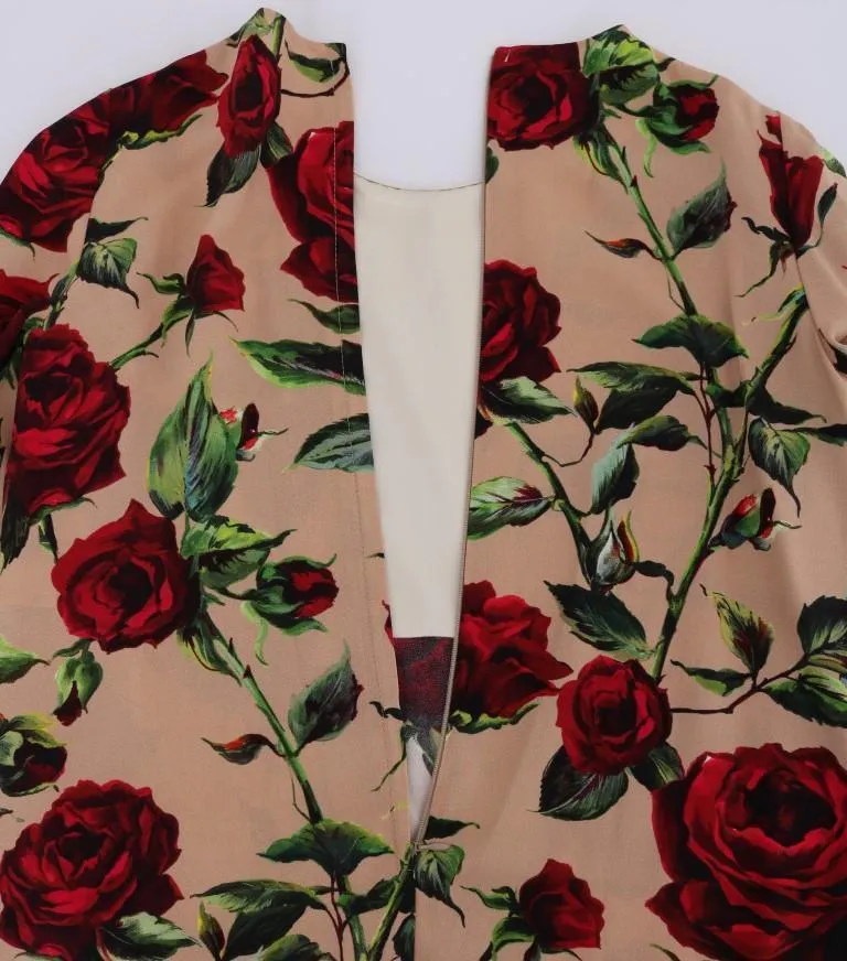 Pink Red Roses Maxi Long Shift Dress