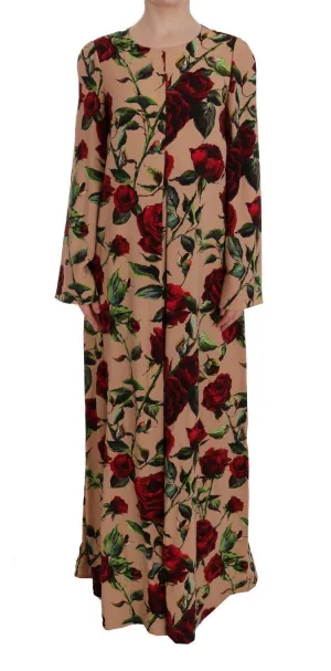 Pink Red Roses Maxi Long Shift Dress