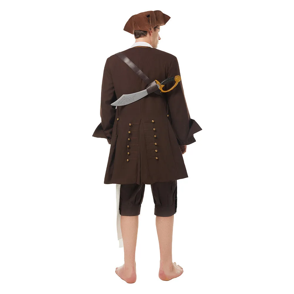 Pirates Of The Caribbean Jack Sparrow Jacket Vest Belt Shirt Pants Costume Set