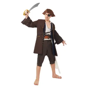 Pirates Of The Caribbean Jack Sparrow Jacket Vest Belt Shirt Pants Costume Set