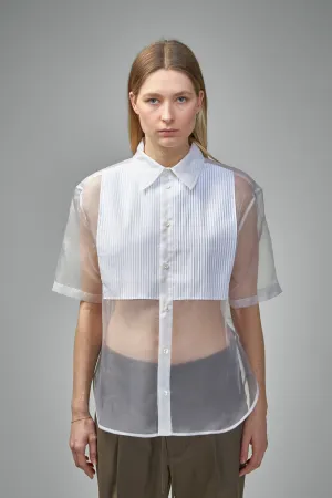 Pleats Tux Silk Organza Shirt