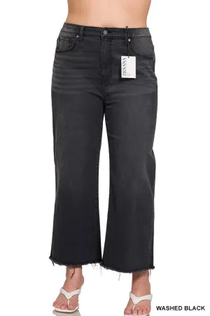 PLUS HIGH RISE WASHED BLACK CROPPED JEAN