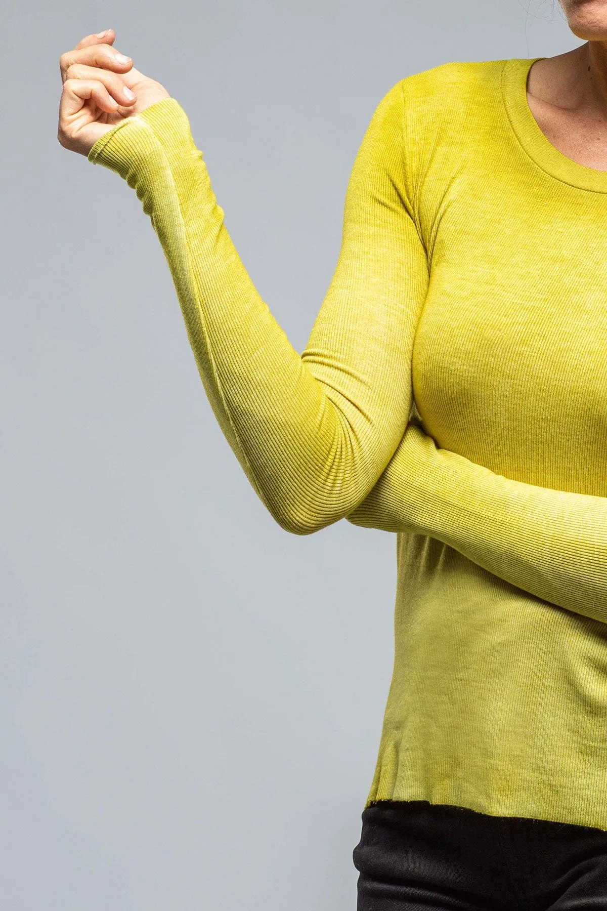 Polly Round Neck Ribbed L/S Tee In Lichen