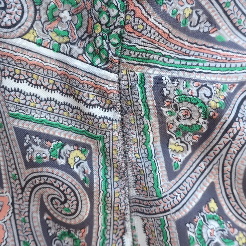Prada Cropped Pants Gray Paisley Print Silk Twill Size 44