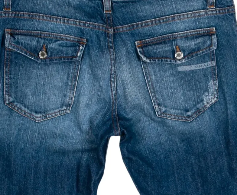 PRADA ITALY. Blue Denim Cotton Cropped Capri Jeans/Pants