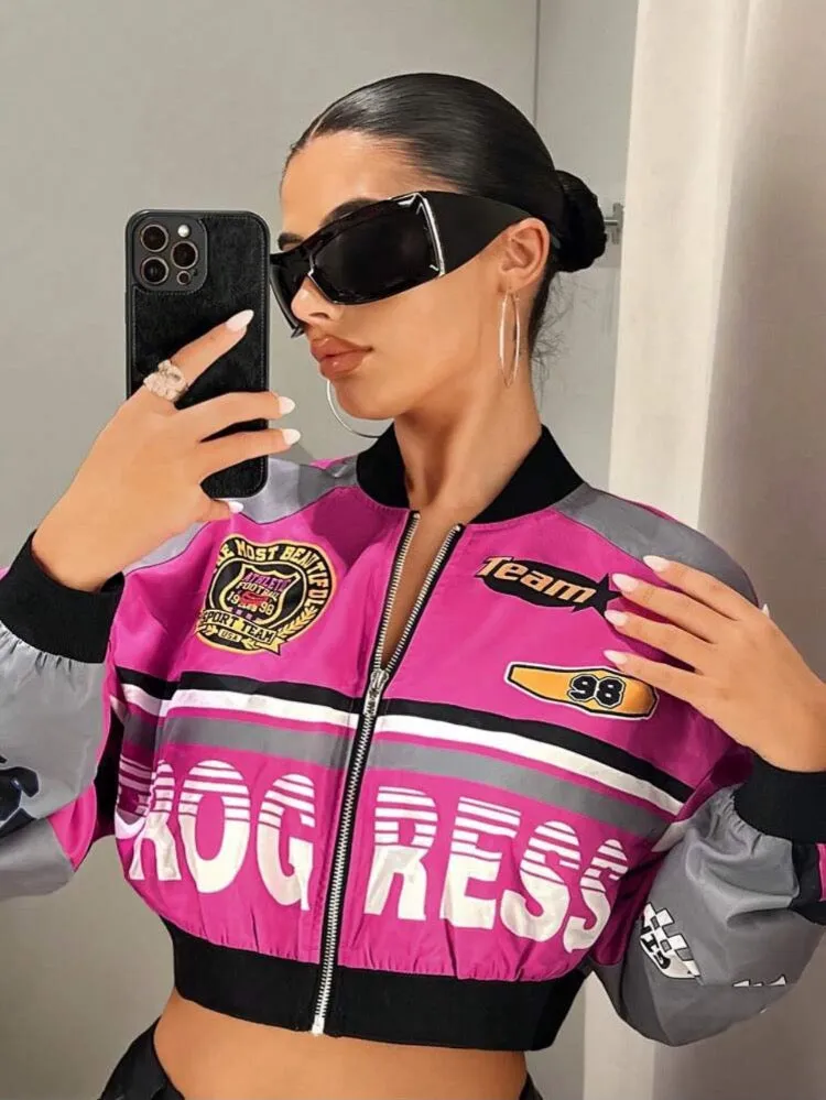 Progress Color Block Cropped Jacket
