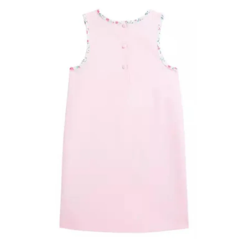 Ralph Lauren Baby - Girl Sleeveless Classic Oxford Shirt Dress W/ Printed Trim Bath Pink