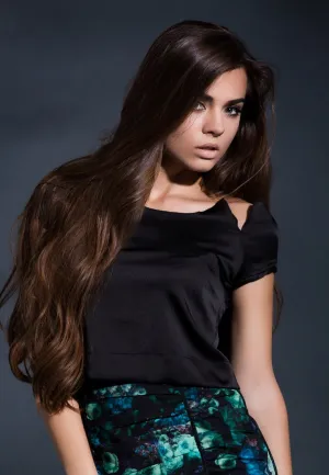 Reconstructed elegance cropped top in Black
