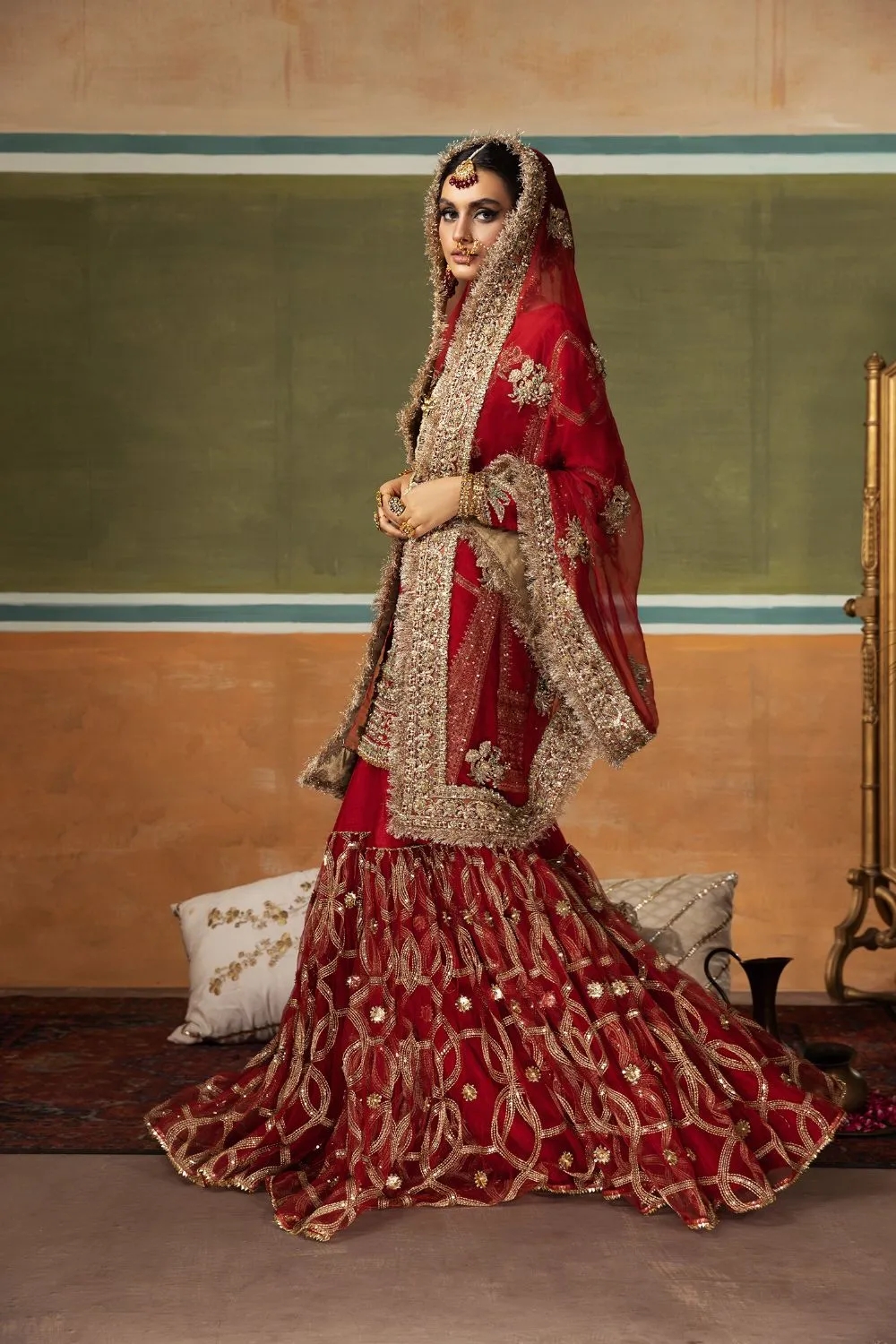 Red Bridal Sharara Shirt Pakistani Wedding Dresses