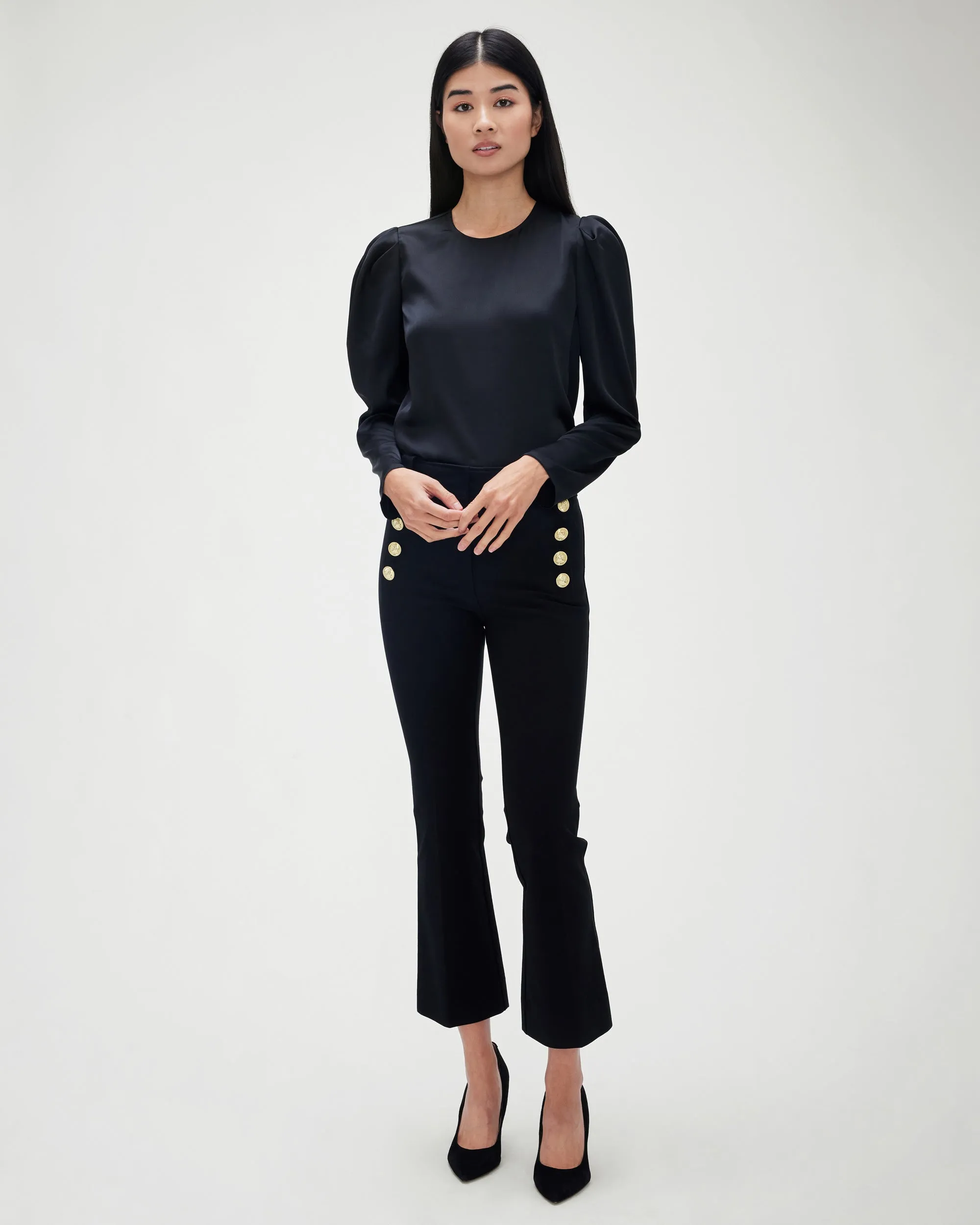 Robertson Crop Flare Trouser in Black