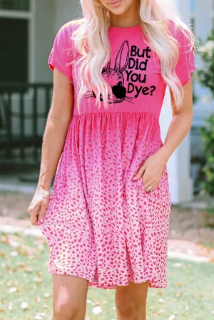 Rose Easter Bunny Leopard Print Short Sleeve T Shirt Dress