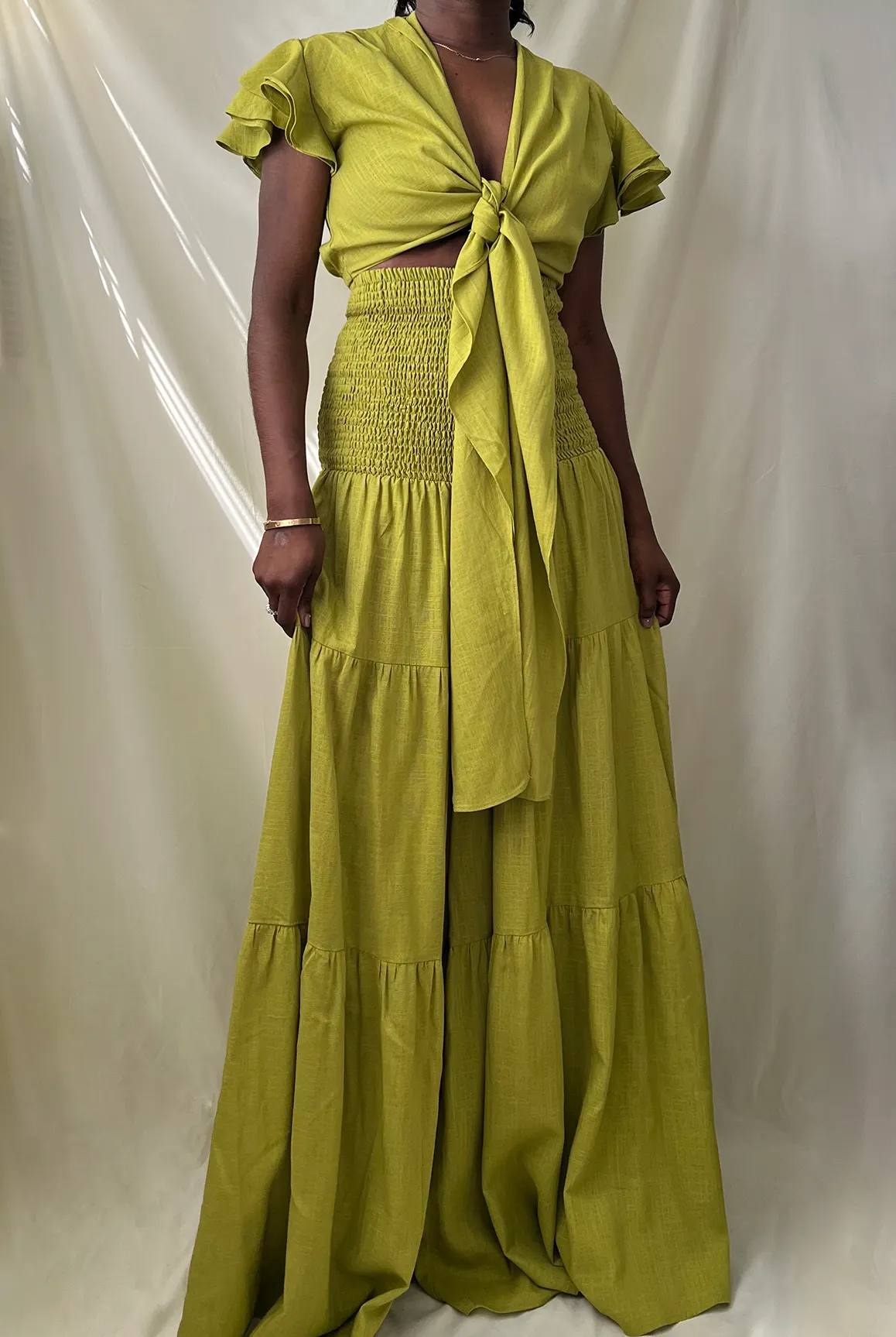Ruffle Tiered Wide Leg Pant Set