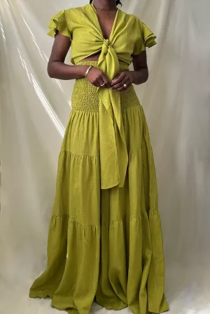 Ruffle Tiered Wide Leg Pant Set