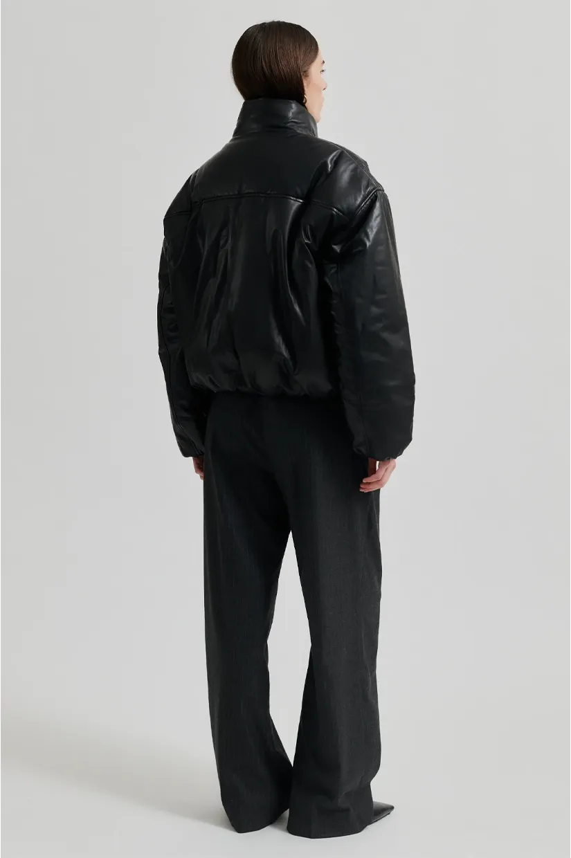 Second Female Harlow Leather Bomber Jacket - Black