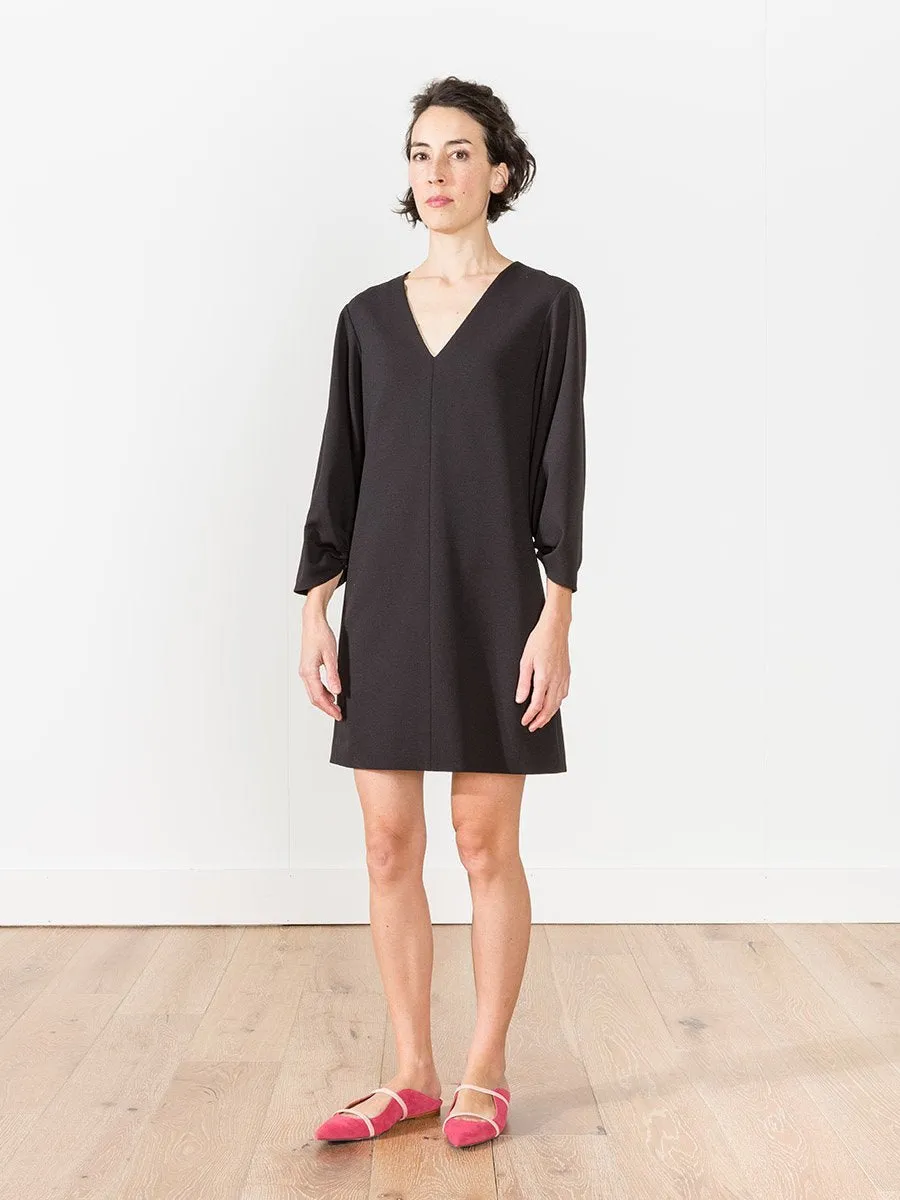 shirred sleeve dress