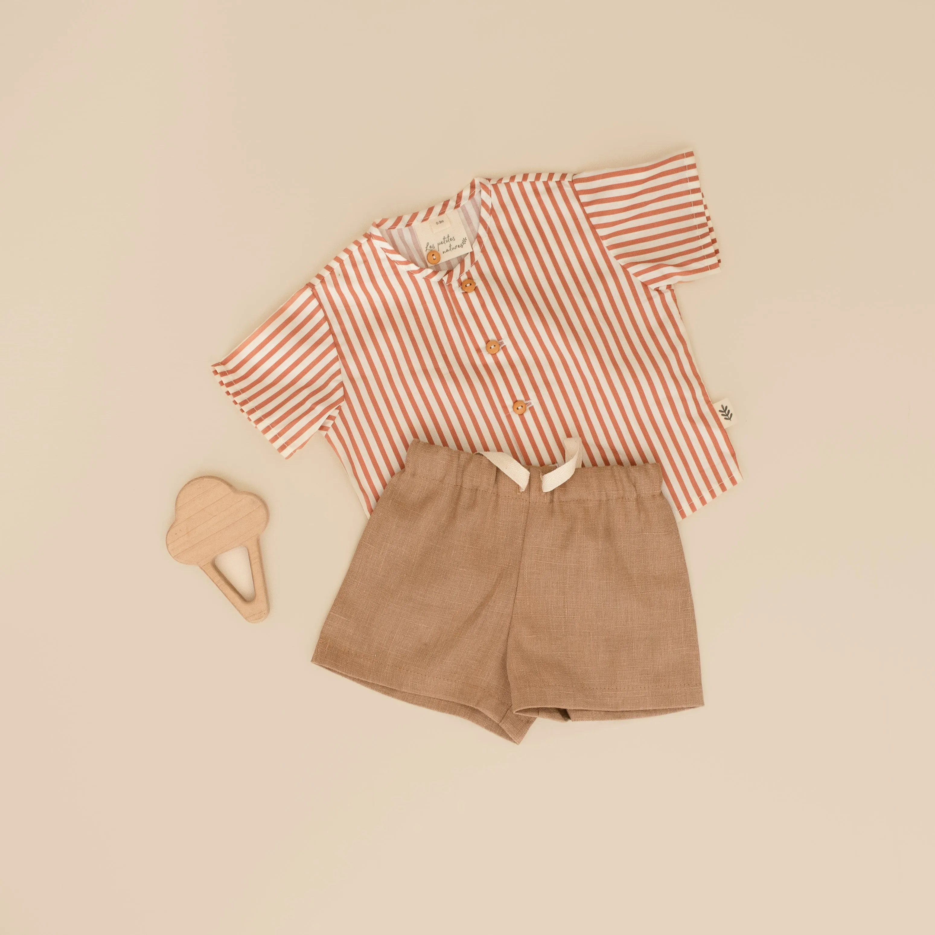 Short-Sleeved Shirt - Terracotta Stripes