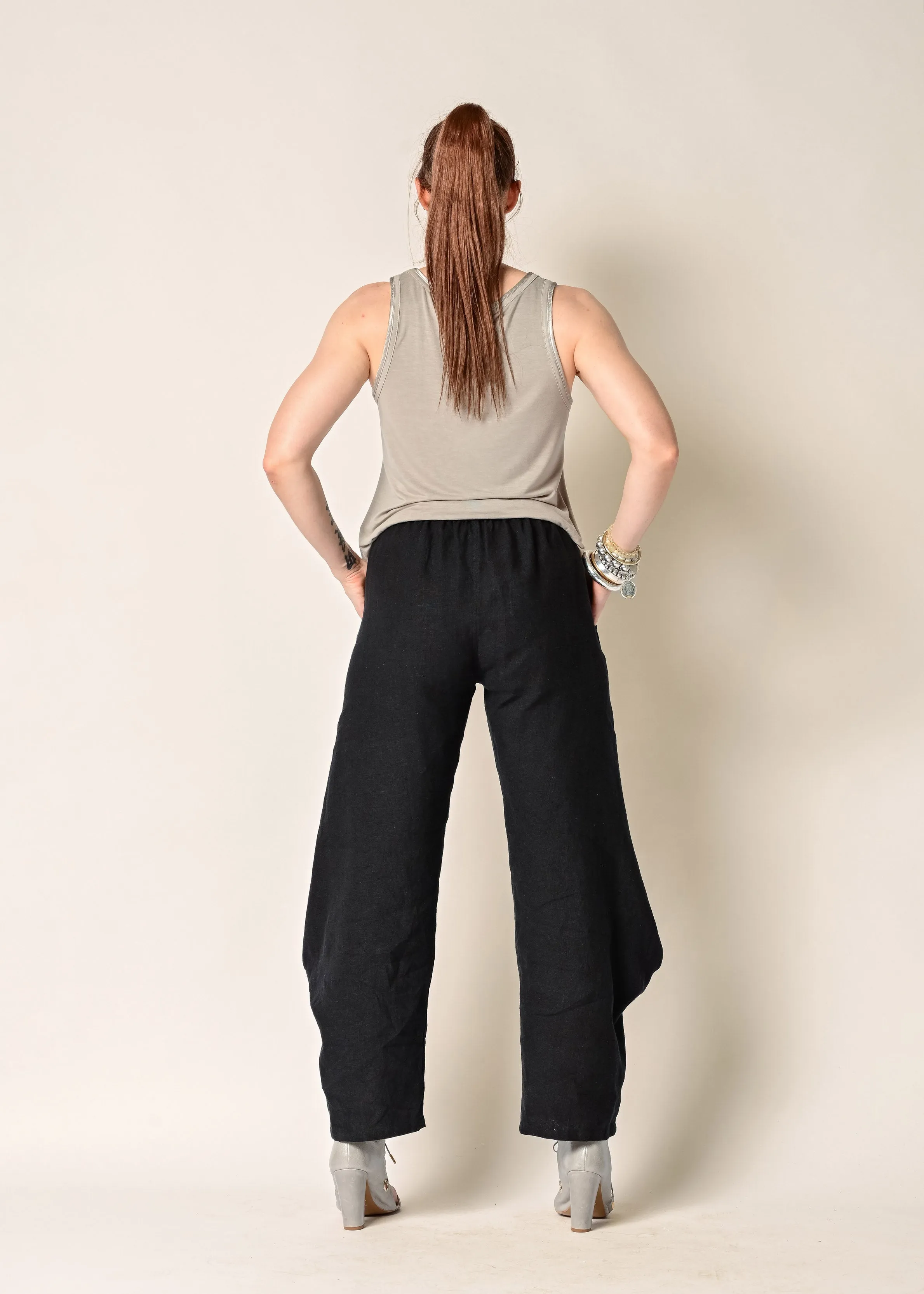 Shyla Linen Pant in Onyx