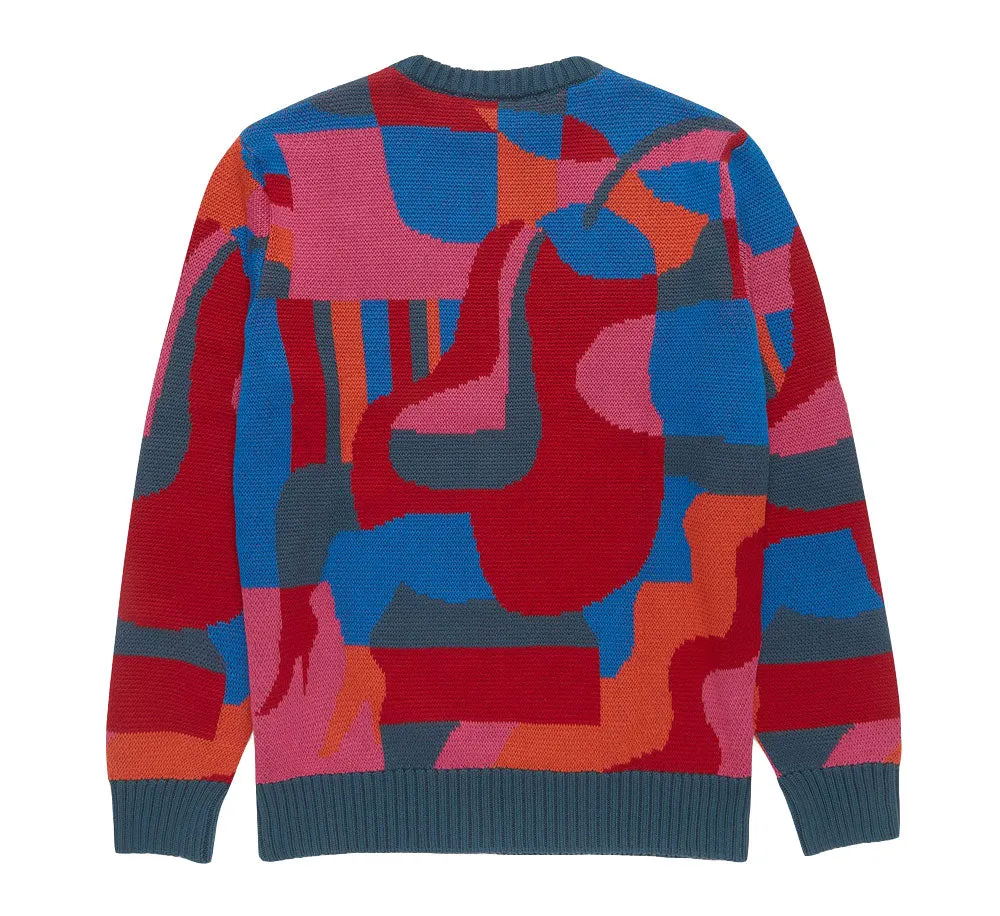 SITTING PEAR PATTERN KNITTED PULLOVER
