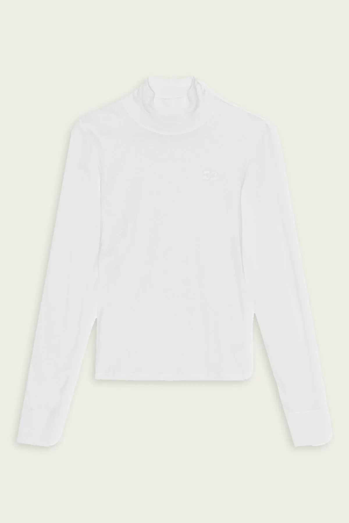 Soft Cotton Rib Long Sleeve T-Shirt in Bright White