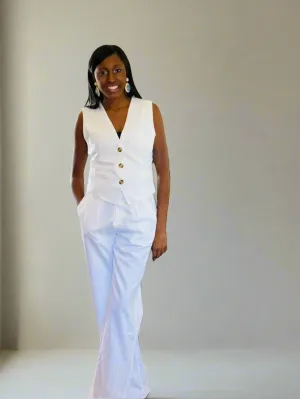 Stella Linen White Pants