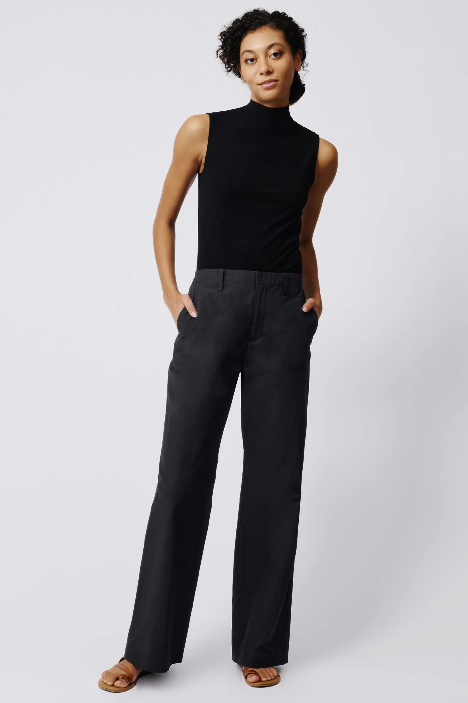 Stove Pipe Full Pant - Black Broadcloth