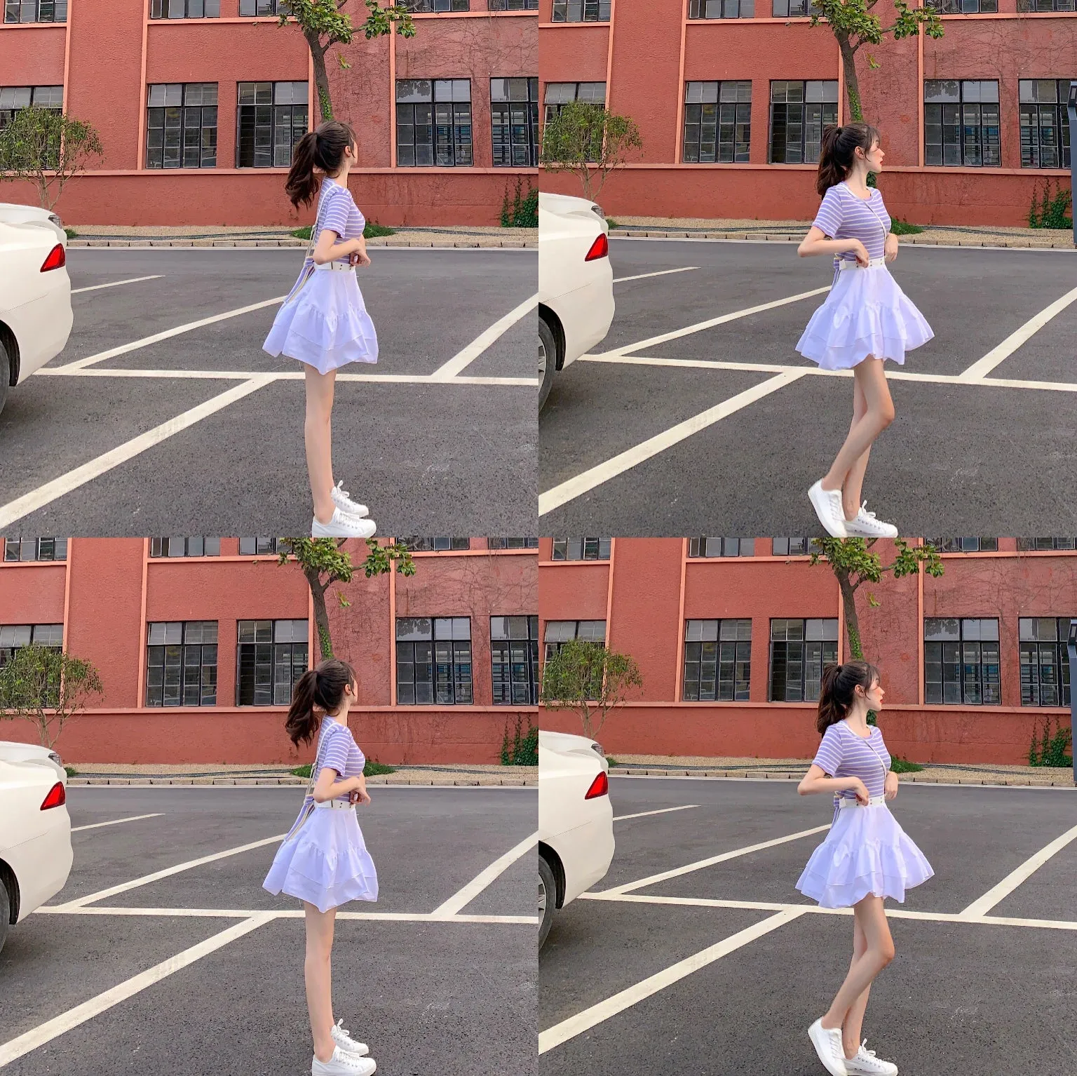 Striped T-shirt   skirt KF9549