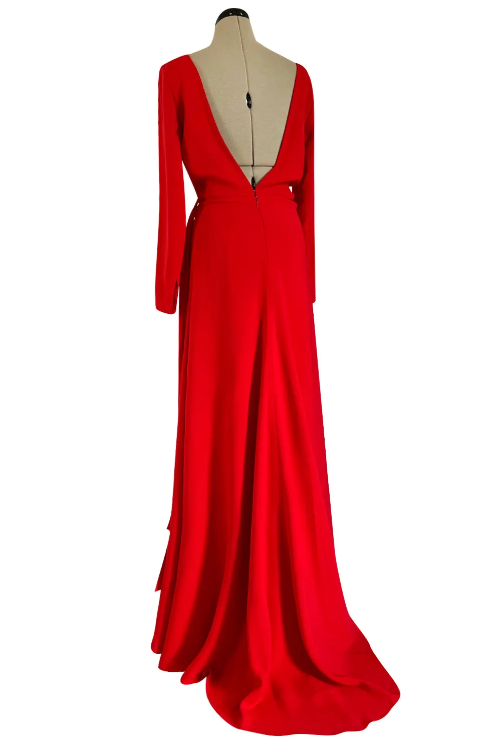 Stunning Fall 2006 Christian Dior by John Galliano Red Dress w Train & V Back