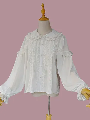Sweet Lolita Blouses Lolita Top Infanta Long Sleeves White Lolita Shirt