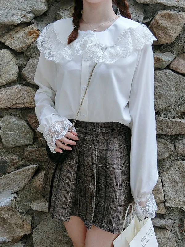 Sweet Lolita Shirt Lace Chiffon White Lolita Blouse