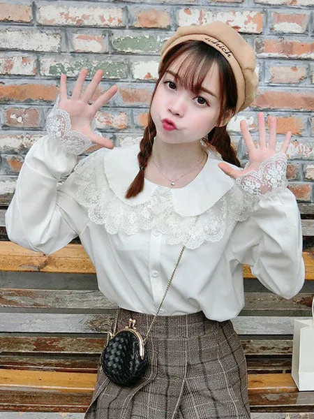 Sweet Lolita Shirt Lace Chiffon White Lolita Blouse